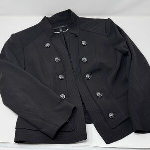 White House Black Market Black Double-Breasted Blazer with hook and eye closure
